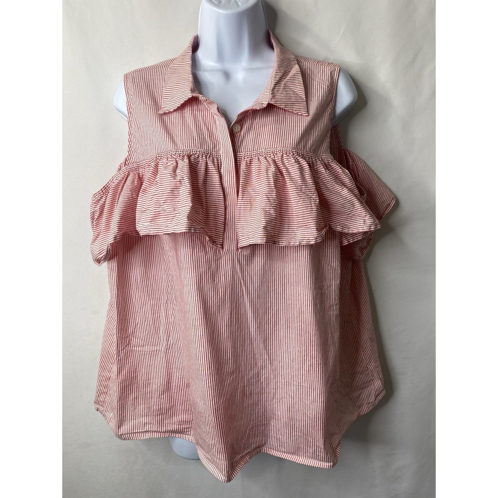 Michael Kors Womens Tiered Peplum Shirt Size XL Girl Next Door Coastal Vacation